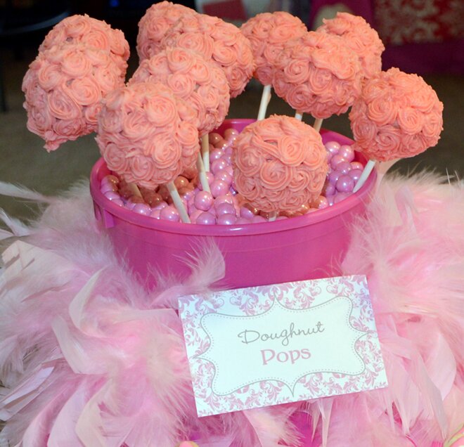 Pink Damask Birthday Party Cake Pops