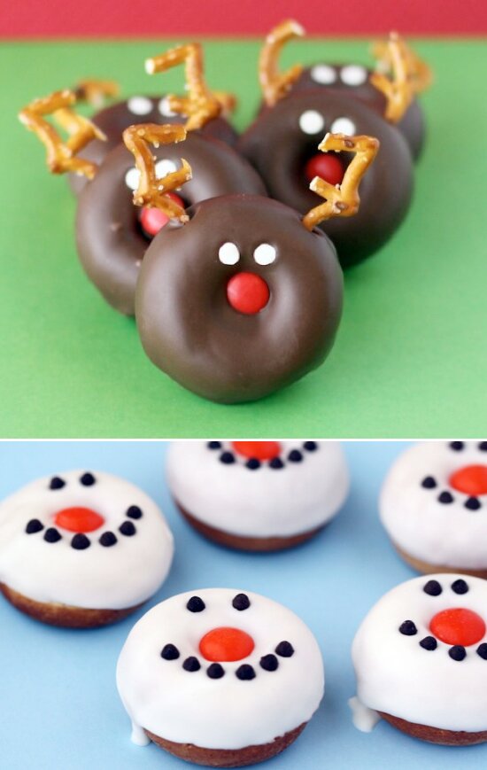 Reindeer & Snowman Donuts - Christmas Breakfast Ideas